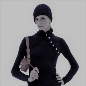 Ralph Lauren Collection Brown Italian Calf & Silver Accent Micro Shoulder Bag